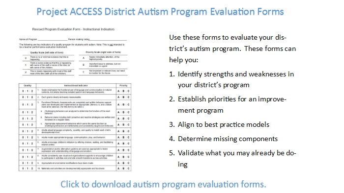 Download autism program evaluation forms.