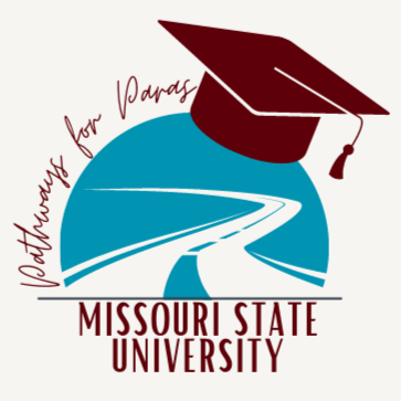 A road leads to a graduation cap with the words "Pathways for Paras - Missouri State University"