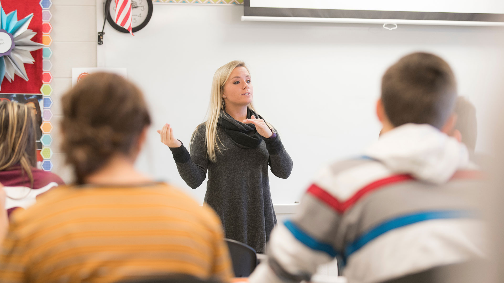 MSU student Sara Jones student teaches a math class at Willard High School.