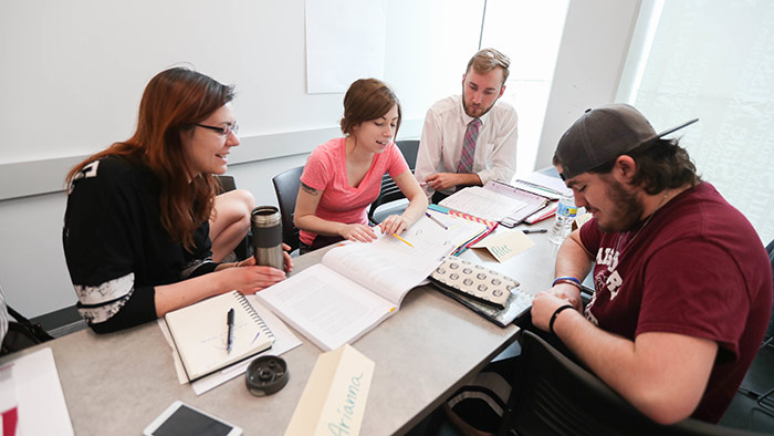 Missouri State students working on group project in classroom