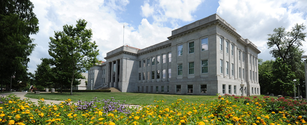 A field of flowers outside of Hill Hall 
