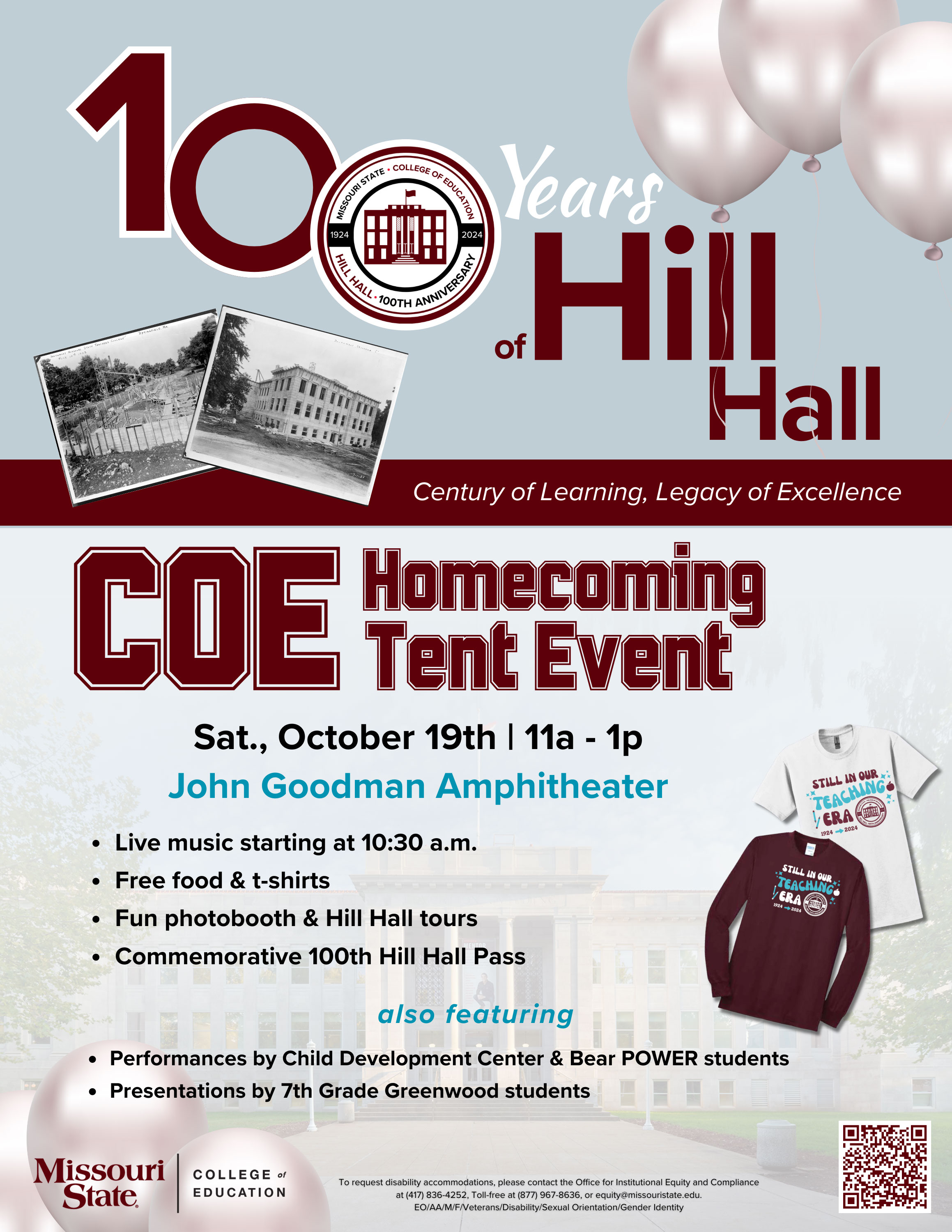 Hill Hall Homecoming Tent Event Flyer